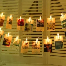 Гірлянда на Батарейках + USB 20 LED Тепло-біла, з Прищіпками 3 м